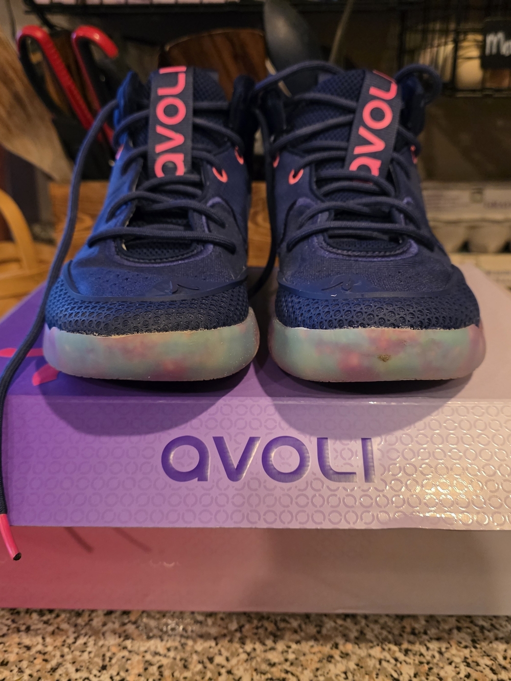 Womens Purple Athletic Volleyball Sneakers with Multicolor Sole
